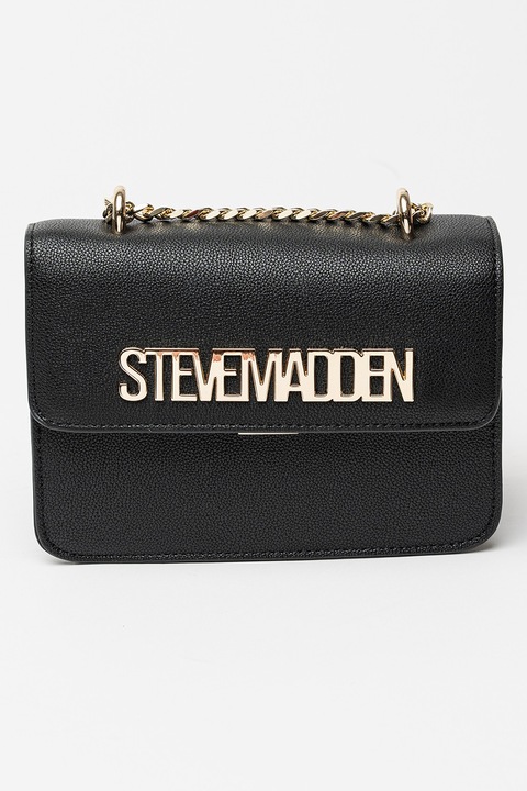 Steve Madden, Stakes műbőr válltáska fémlogóval, Fekete