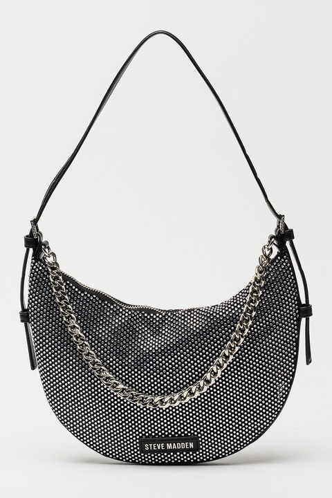 Steve Madden, Strasszkövekkel díszített műbőr válltáska, Fekete
