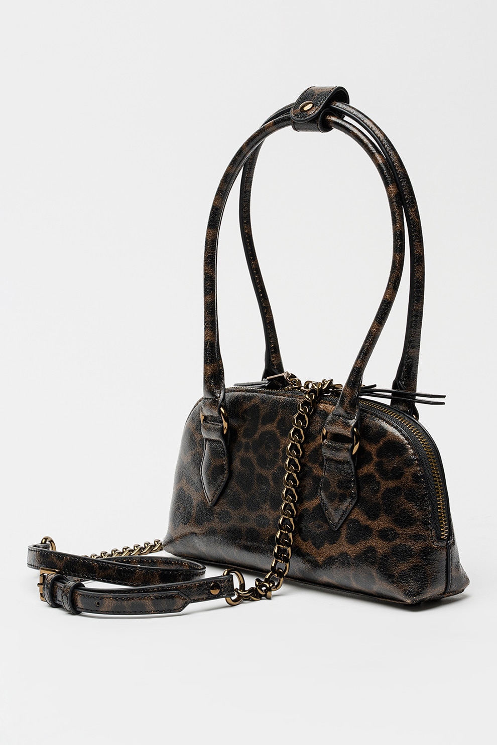 小物 MARNO Irina belt blackxgold Steve Madden, Geanta de piele ecologica cu imprimeu leopard Bcurt