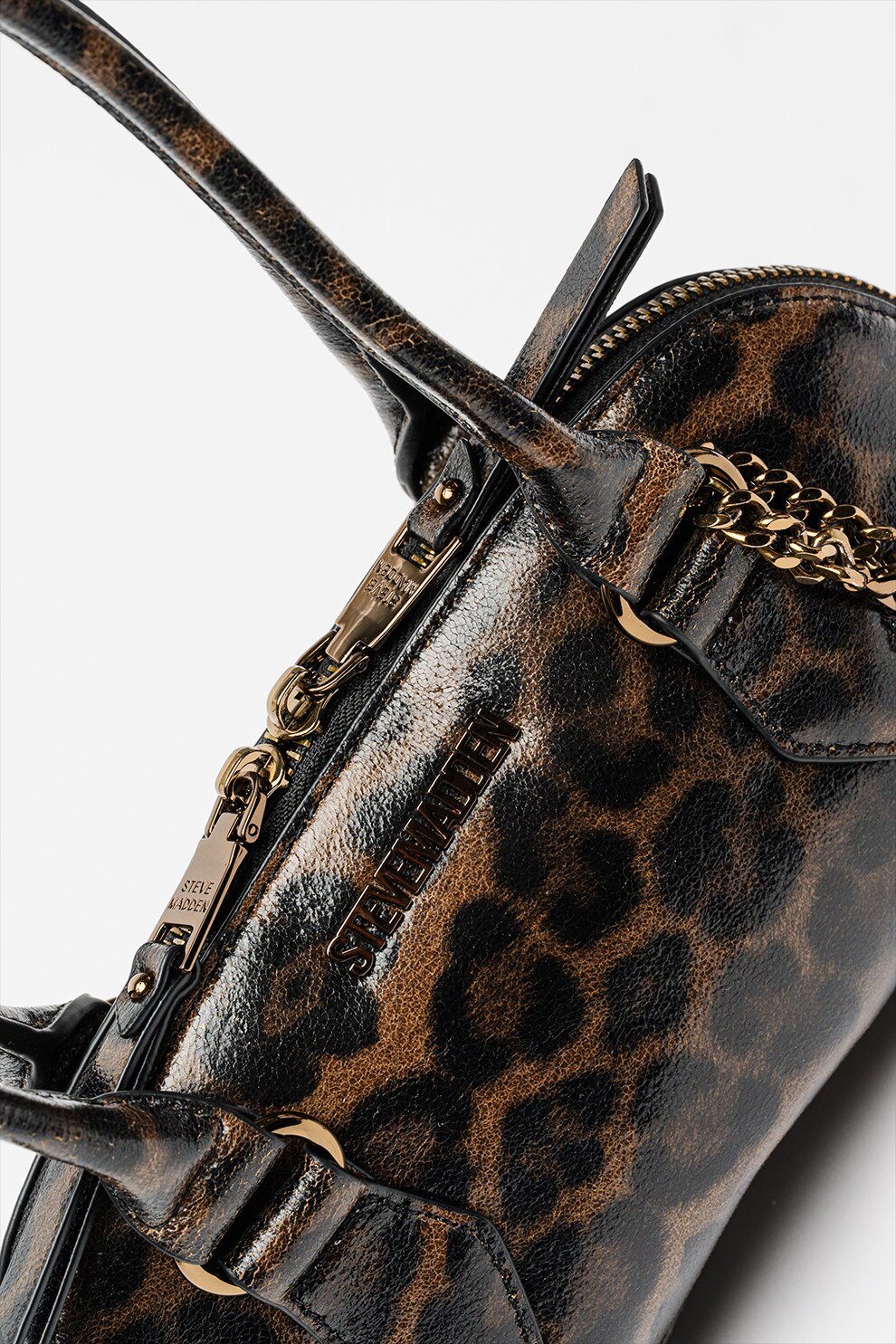 Steve Madden, Geanta de piele ecologica cu imprimeu leopard Bcurt