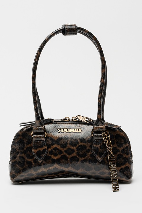 Steve Madden, Bcurt-C műbőr válltáska állatmintával, Sötétbarna, Fekete