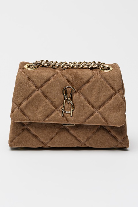 Steve Madden, Nyersbőr hatású fedőlapos táska keresztpánttal, Világosbarna