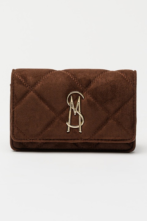 Steve Madden, Nyersbőr hatású keresztpántos táska fémlogóval, Konyakbarna