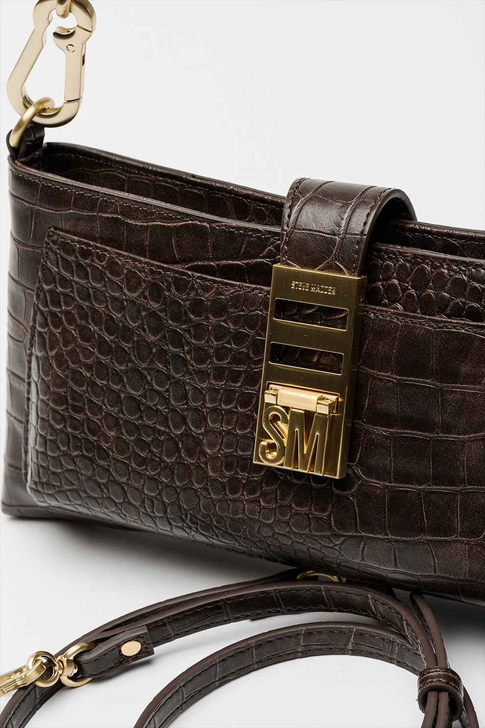 Steve Madden, Geanta crossbody de piele ecologica cu model sarpe