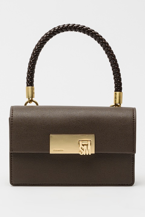 Steve Madden, Műbőr válltáska fémes hatású részlettel, Sötétbarna