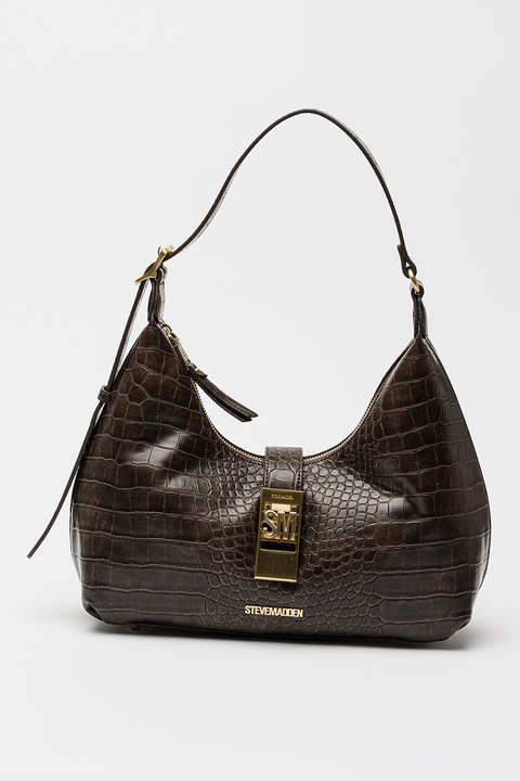 Steve Madden, Geanta cu logo metalic, Maro fango