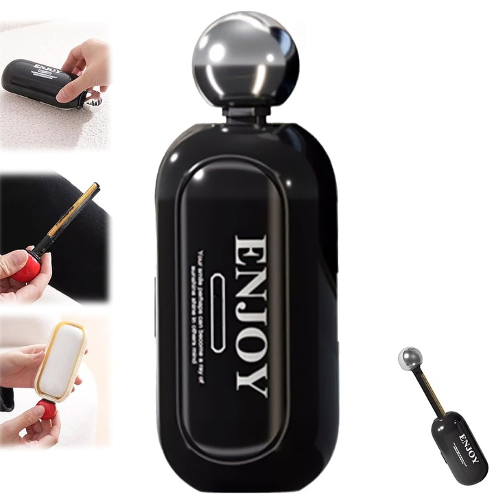 Rola pentru Indepartarea Scamelor, SINBINTA, Rola pentru Indepartarea Scamelor si Parului de Animale, Reutilizabila si lavabila, Adeziva, Portabila, Usor de transportat si utilizat, Pentru haine si mobilier, ABS, 15x6cm, Negru