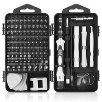 Set surubelnite de precizie pentru reparatii electronice, Axroad Mall, Set Trusa Surubelnite de Precizie 115 in 1, Bits otel, Pentru electronice, electrocasnice, mobilier, service telefoane, Cu ventuza, penseta si maner ergonomic, Negru