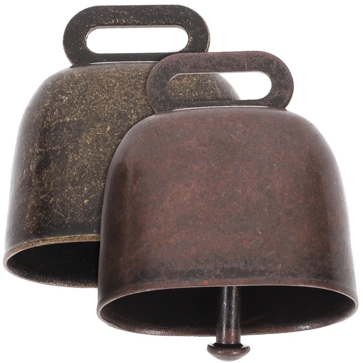 Clopotel decorativ pentru animale, 2 buc, fier, bronz rosu, 3.5x3.5x2cm