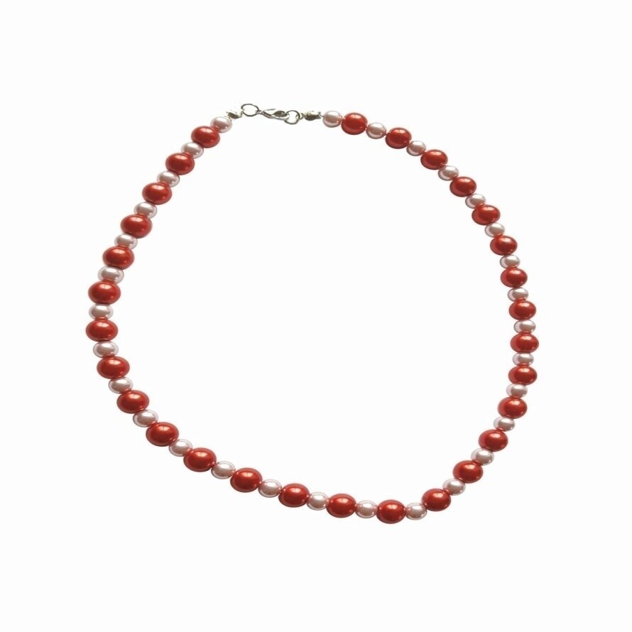 Sirag margele imitatie perle rosu&mov pal