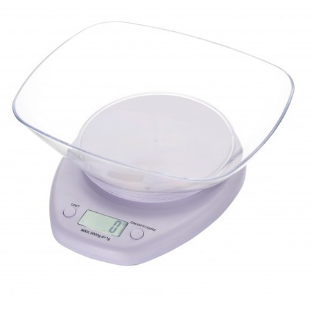 Cantar de bucatarie, cu bol, 5 kg, diviziune 1g, culoare alb