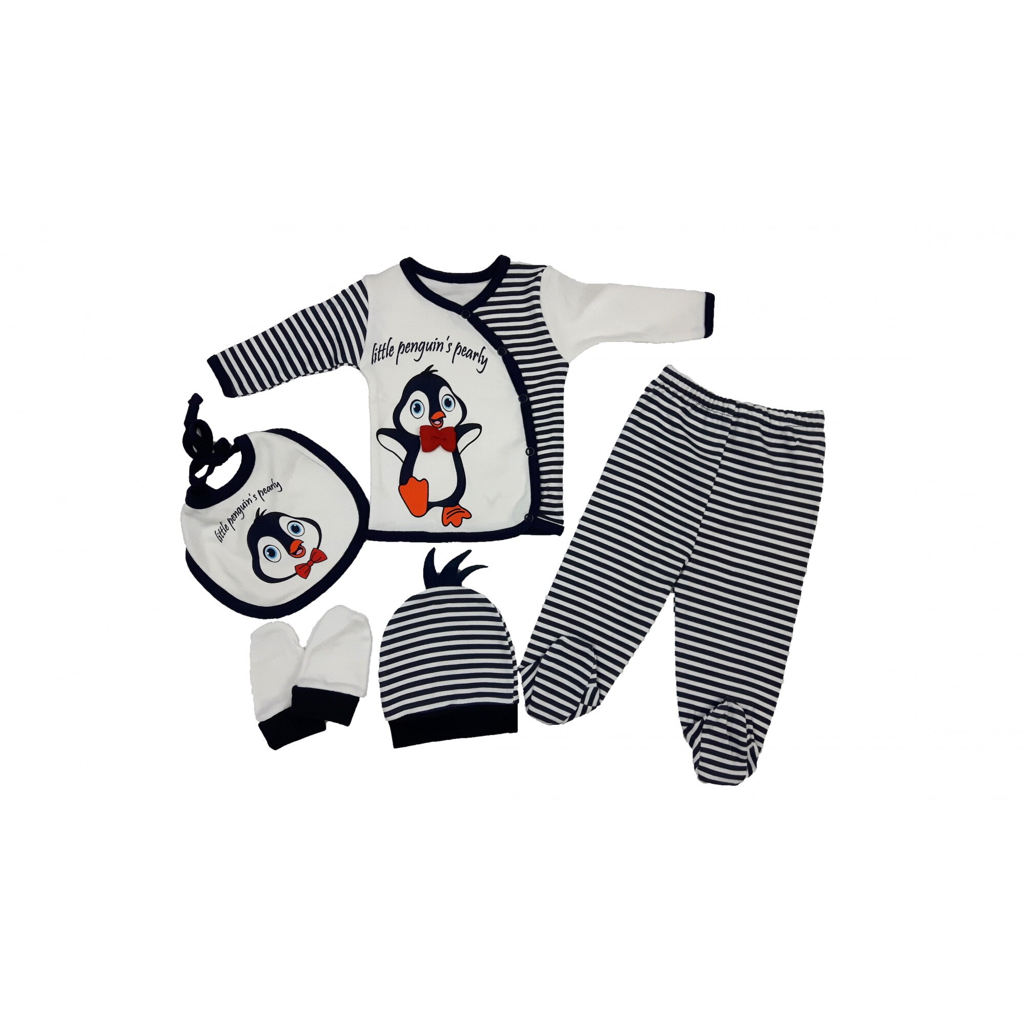 Compleu cinci piese model Pinguin, 0-3 luni