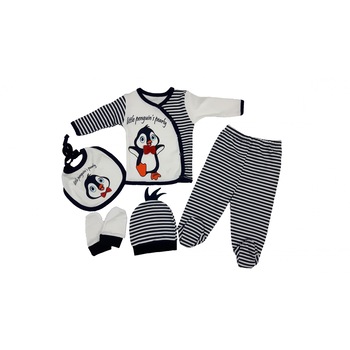 Compleu cinci piese model Pinguin, 0-3 luni Compleu cinci piese model Pinguin, 0-3 luni