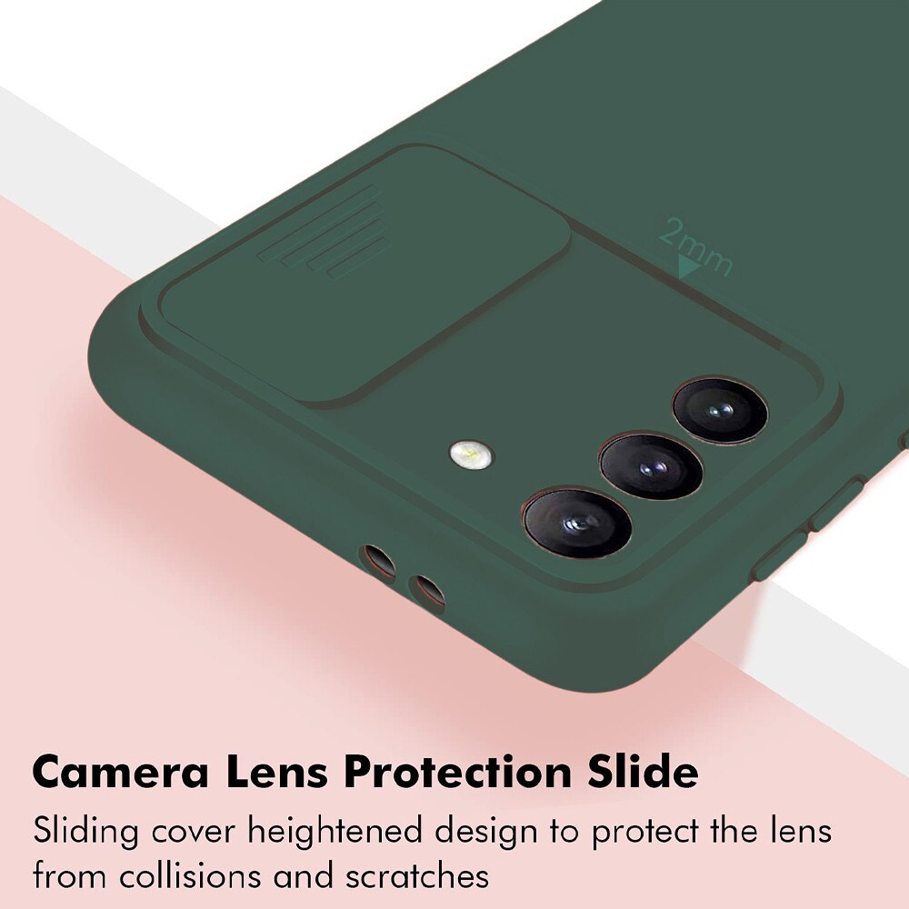 Husa din Silicon Capac Glisant pentru Xiaomi Redmi 10, Confidentialitate, Acoperire si Protectie Camera, Rezistenta, Verde