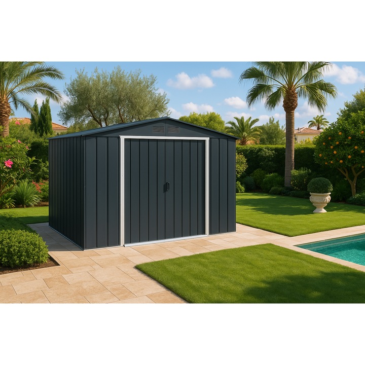 Casuta gradina DURAMAX Eco 10X10, otel, 322.1 x 302.3 x 196.1 cm, antracit