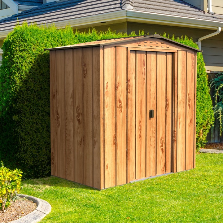 Casuta de gradina TOP 6 x 4, 201.4 x 123 x 199.4 cm, Maro