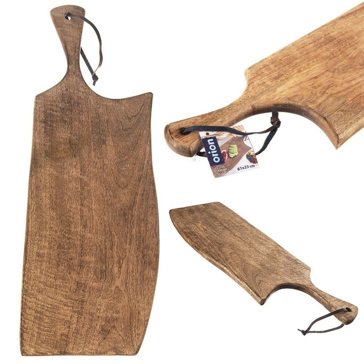 Tavita De Taiat Si Servit, Orion, 61x22x2 cm, Din Lemn, Rezistenta La Umiditate Si Deformare, Maner Confortabil Pentru Transport, Culori Naturale Ale Lemnului, Multicolor