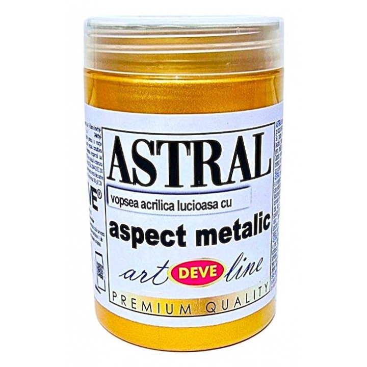 Vopsea decorativa metalizata ASTRAL, DEVE, EGYPT 200ml, Auriu bogat, pentru elemente decorative, lemn, metal, pereti, radiatoare la interior sau exterior