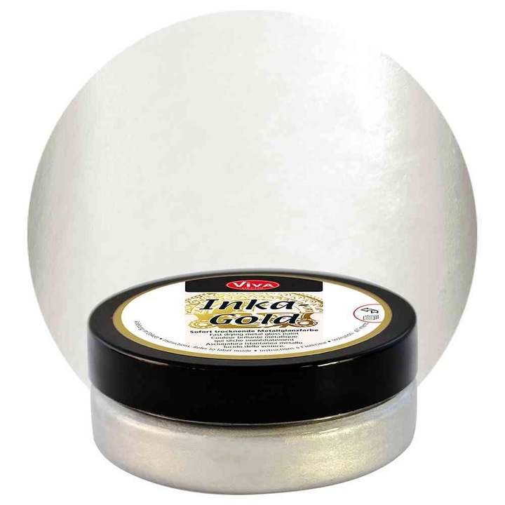 Vopsea metalica tip ceara Inka-Gold, VIVA DECOR, 62.5g Gri platina