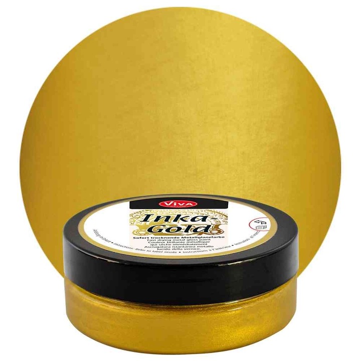 Vopsea metalica tip ceara Inka-Gold, VIVA DECOR, 62.5g Galben auriu inchis