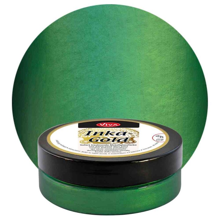 Vopsea metalica tip ceara Inka-Gold, VIVA DECOR, 62.5g Verde smarald