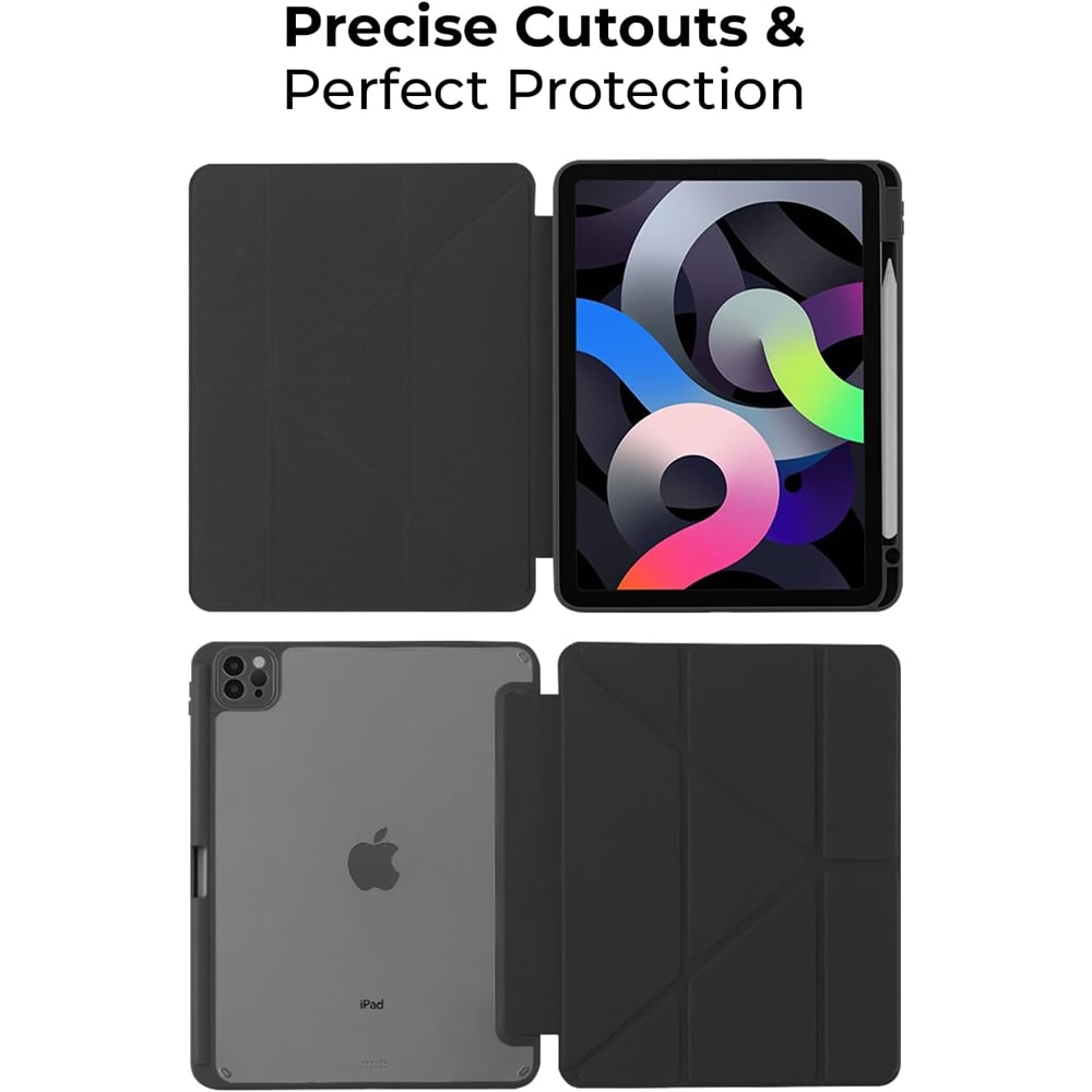 Husa pentru tableta, Pliere in Y，Cu suport pentru pix, Compatibil cu iPad Air 4/5/6/7, iPad Pro 11" (2018/2020/2021/2022), 10, 9 inci, 11 inci，Rotire 360 °, Negru