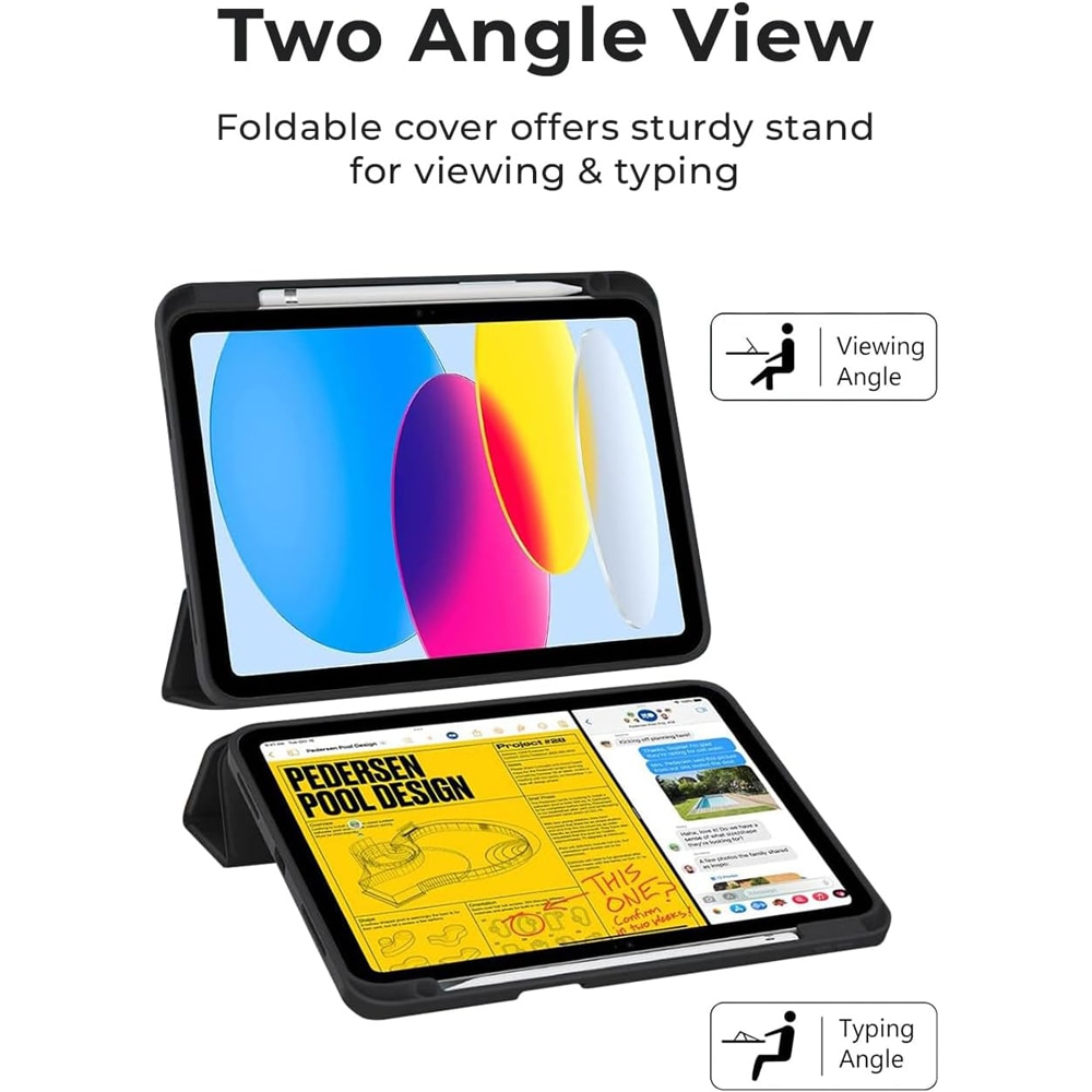 Husa pentru tableta, Pliere in Y，Cu suport pentru pix, Compatibil cu iPad Air 4/5/6/7, iPad Pro 11" (2018/2020/2021/2022), 10, 9 inci, 11 inci，Rotire 360 °, Negru
