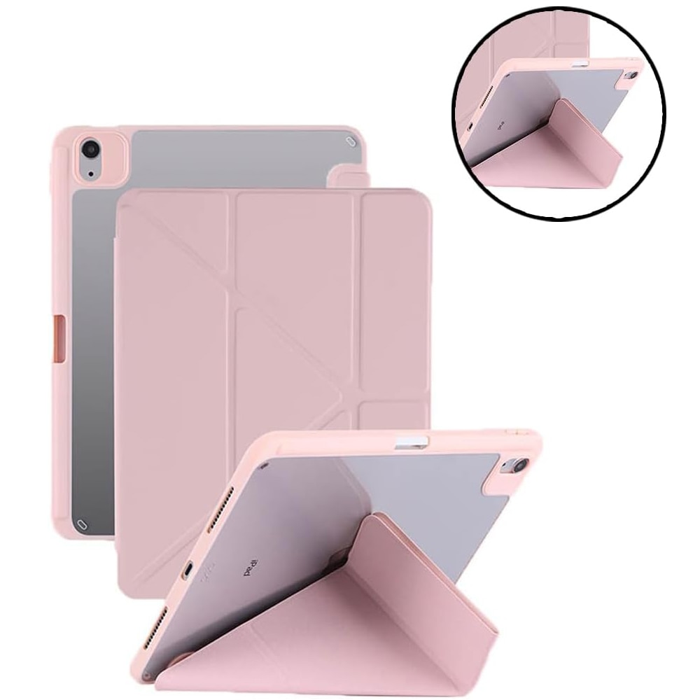 Husa pentru tableta, Pliere in Y，Cu suport pentru pix, Compatibil cu iPad Air 4/5/6/7, iPad Pro 11" (2018/2020/2021/2022), 10, 9 inci, 11 inci，Rotire 360 °, Roz