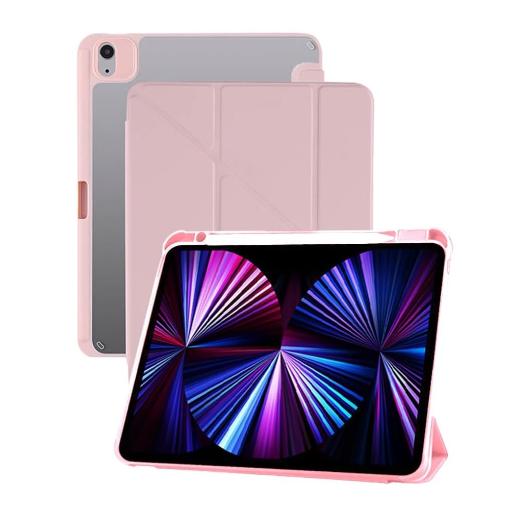 Husa pentru tableta, Pliere in Y，Cu suport pentru pix, Compatibil cu iPad Air 4/5/6/7, iPad Pro 11" (2018/2020/2021/2022), 10, 9 inci, 11 inci，Rotire 360 °, Roz