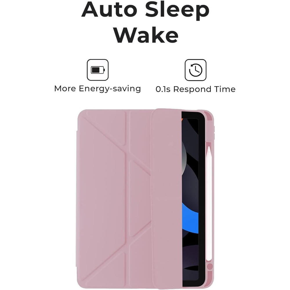 Husa pentru tableta, Pliere in Y，Cu suport pentru pix, Compatibil cu iPad Air 4/5/6/7, iPad Pro 11" (2018/2020/2021/2022), 10, 9 inci, 11 inci，Rotire 360 °, Roz