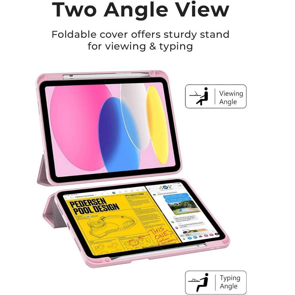 Husa pentru tableta, Pliere in Y，Cu suport pentru pix, Compatibil cu iPad Air 4/5/6/7, iPad Pro 11" (2018/2020/2021/2022), 10, 9 inci, 11 inci，Rotire 360 °, Roz