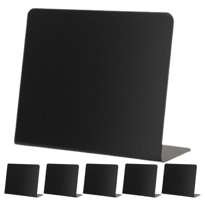 Set 6 table negre mini, reutilizabile, PVC, negru, 10x7.5x3cm