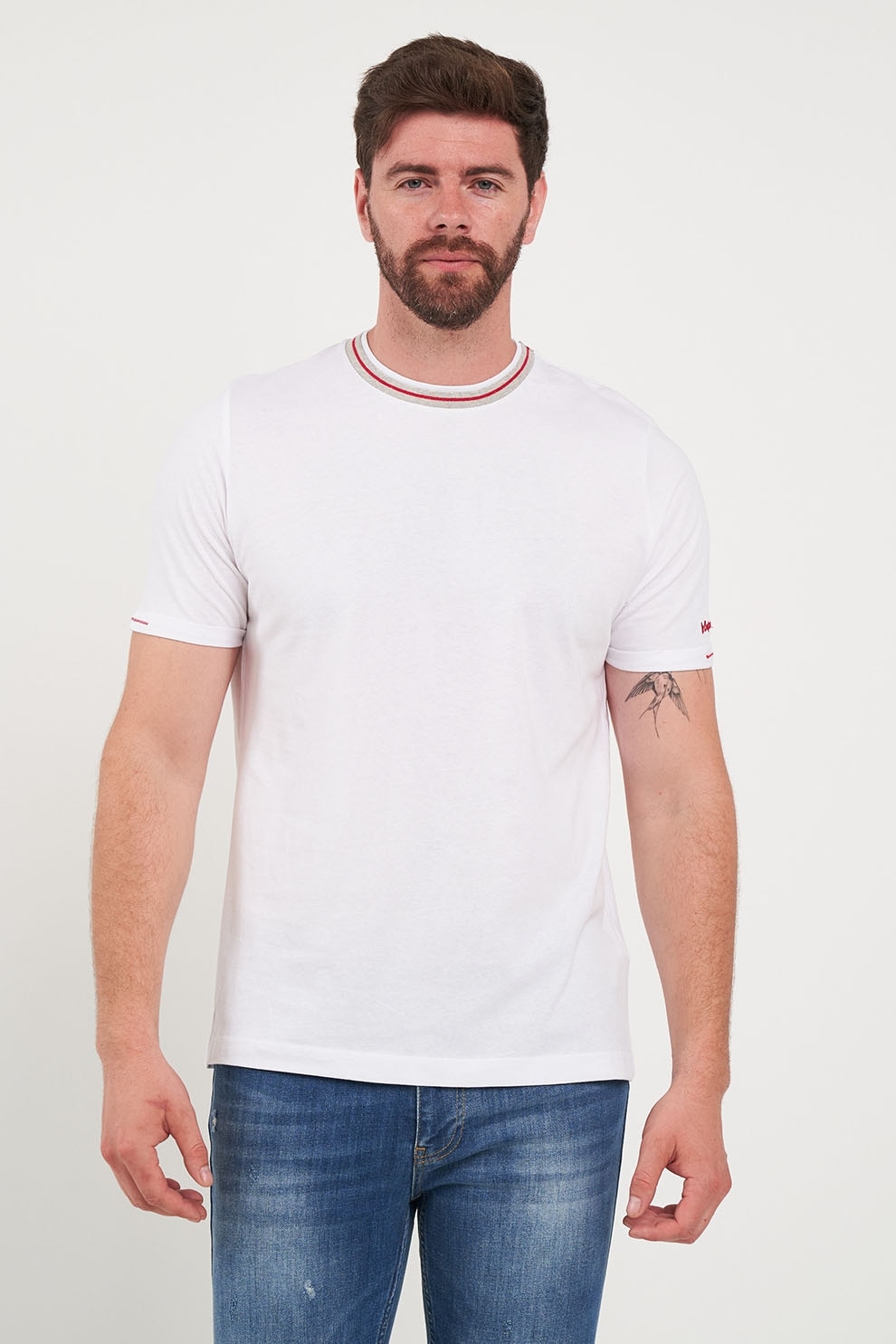 Lee Cooper, Tricou cu decolteu rotund, Alb optic, 2XL