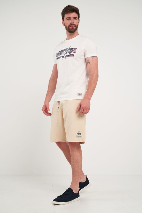 TIMEOUT, Bermude de trening cu imprimeu logo, Galben pai