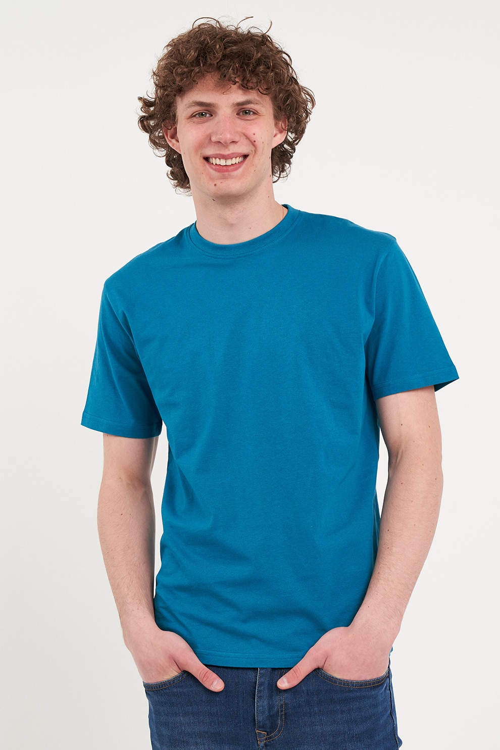 KVL by KENVELO, Tricou regular fit cu decolteu la baza gatului, Albastru royal, 2XL