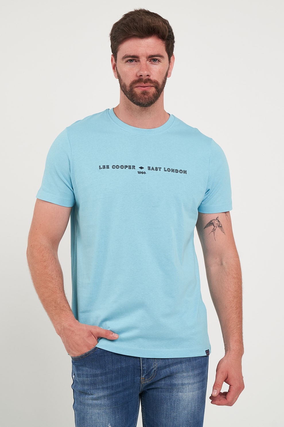 Lee Cooper, Tricou cu imprimeu logo, Albastru glaciar, M