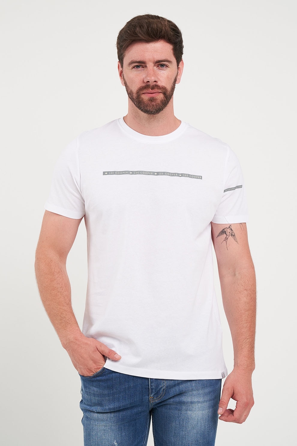 Lee Cooper, Tricou cu imprimeu logo, Alb, L