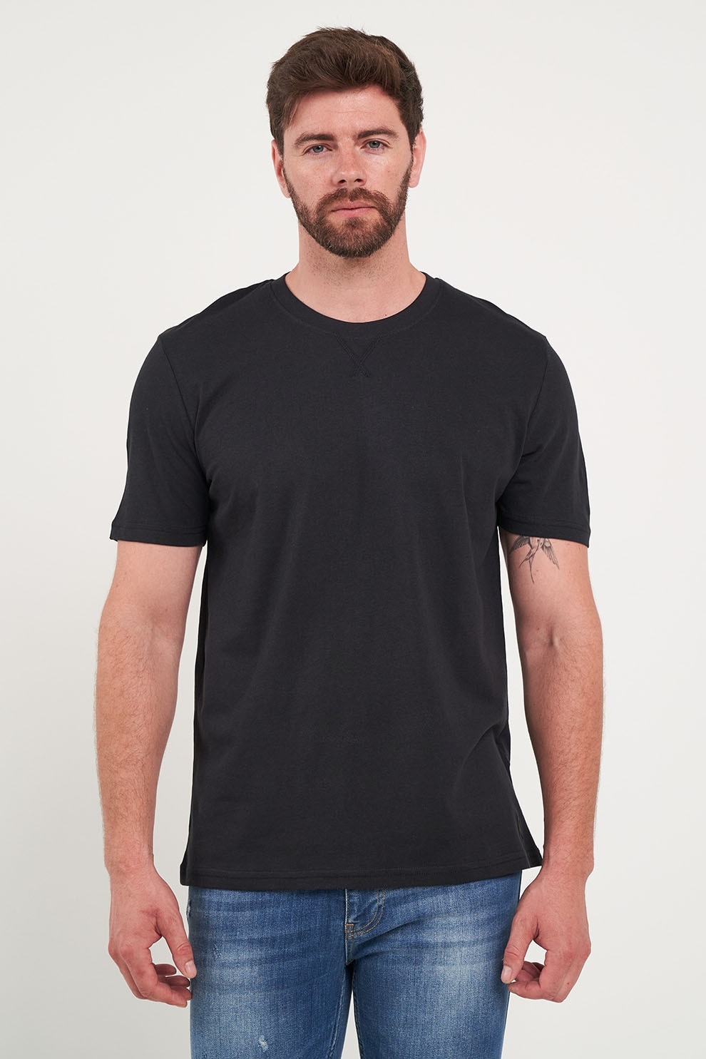 KVL by KENVELO, Tricou de bumbac cu decolteu la baza gatului, Albastru ultramarin, XL