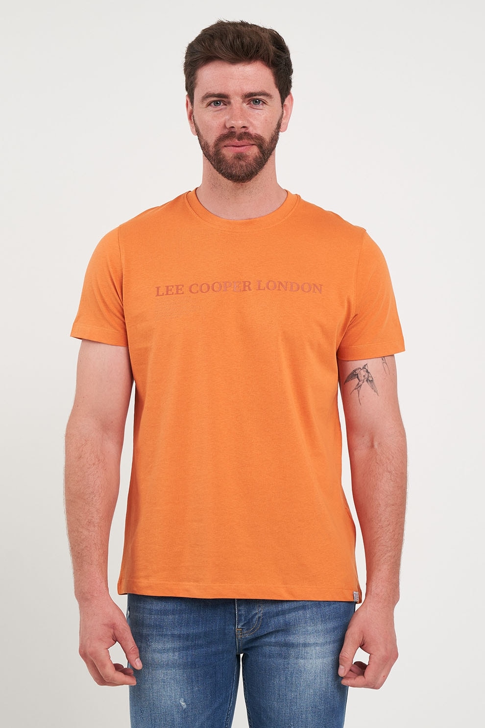 Lee Cooper, Tricou cu imprimeu logo, Portocaliu, XL
