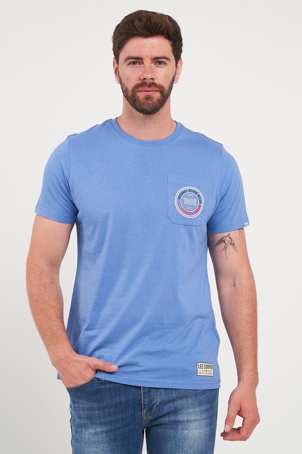 Lee Cooper, Tricou cu imprimeu text, Albastru lavanda, M