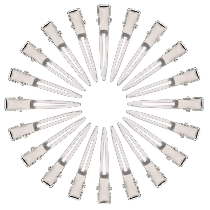 Clips metalice pentru par, 1.75 inch, set 50 bucati, argintii, pentru extensii par