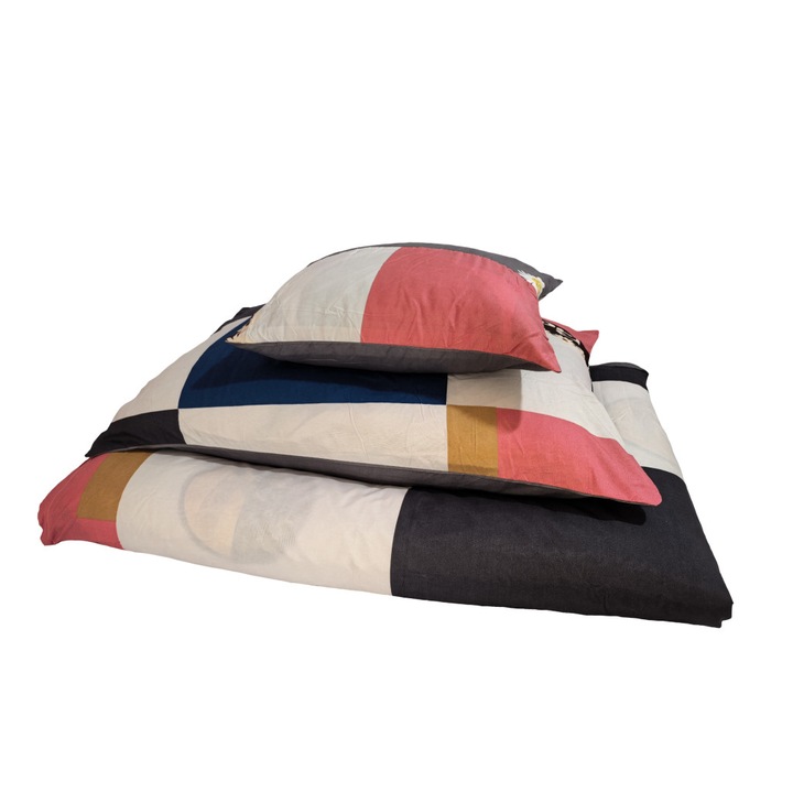 Ágyneműhuzat garnitúra 3 részes, paplanhuzat méret 140x200cm, 1 személyes, fehér/kék/szürke mintás