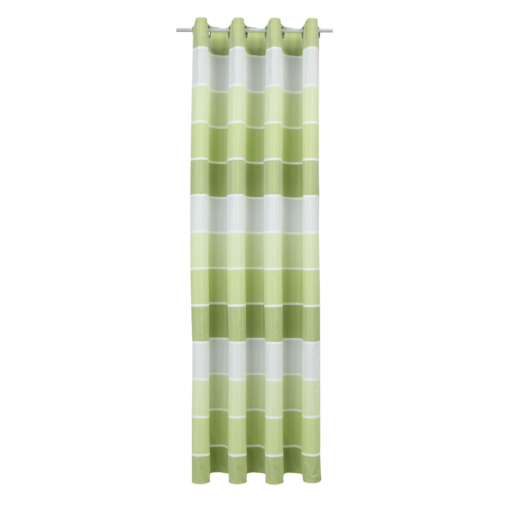 Draperie cu inele ARROSSA , alb-verde, dimensiune: 245 x 140 cm