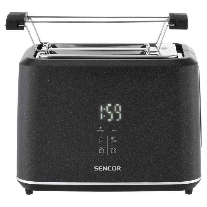 Sencor STS 0600BK Kenyérpirító 1080 W, 2 szeletes, Péksütemény melegítő rostély, Kiolvasztás funkció, Fekete