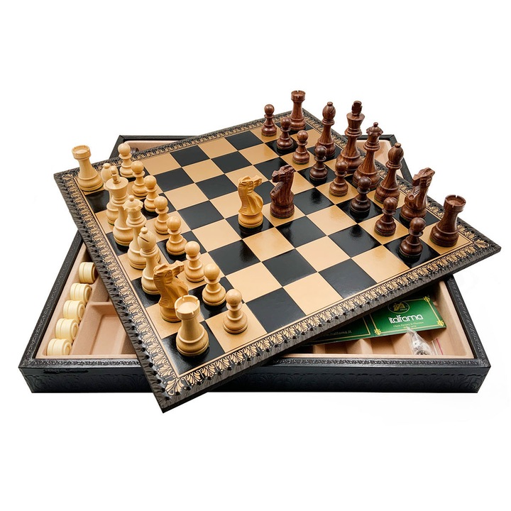 Set sah si table Italfama, lemn, 48x48x5.5cm, multicolor