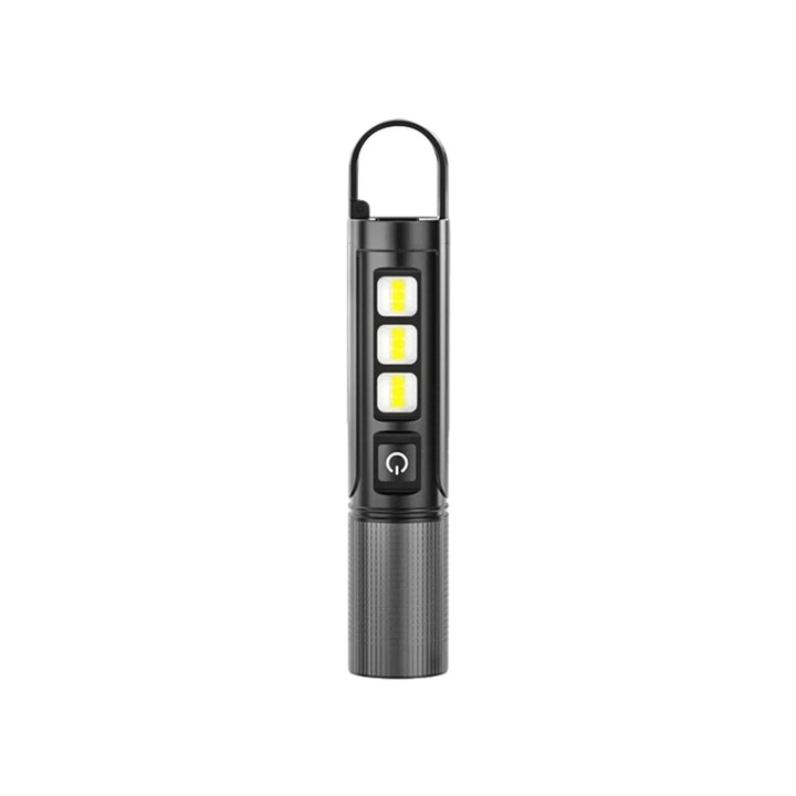 LED lámpa, 5 mód, újratölthető, fekete, 17.8x3.1cm