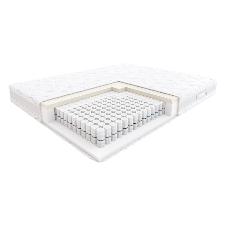 Saltea cu arcuri individuale cu spuma din latex Hilding Tango 160x200x23 cm – reversibila, 7 zone de fermitate, husa Tencel New