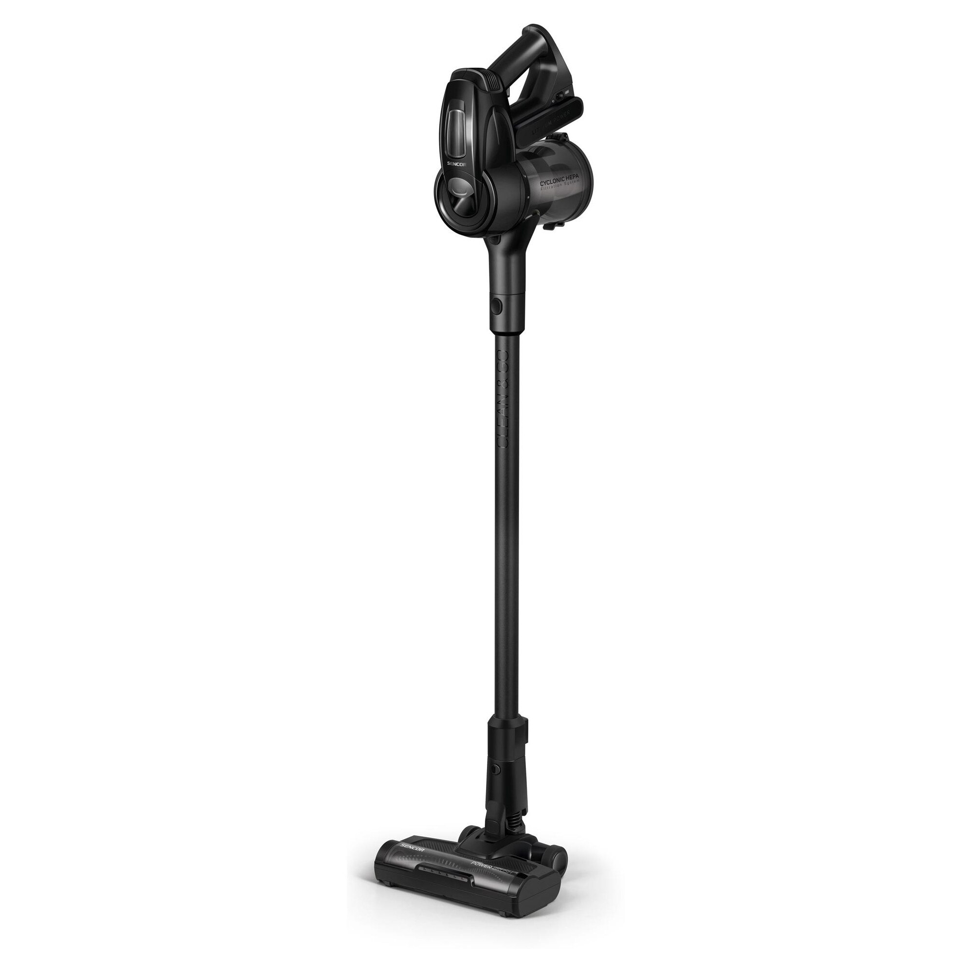 Aspirator vertical Sencor SVC 8726BK 3 in 1, 400 W, sistem de filtrare Cyclone HEPA, baterie Li-ion de 25,2 V cu capacitate de 2500 mAh, negru