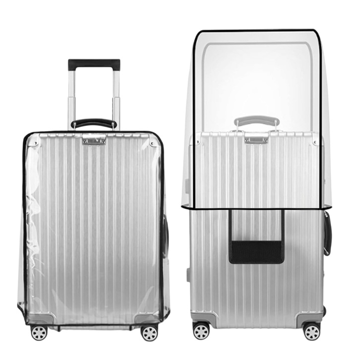 Husa protectie bagaj, rezistenta la zgarieturi si la apa, design impermeabil, transparenta, instalare simpla, material durabil si reutilizabil, mentine bagajul ca nou, 47 x 37 x 26 cm - LUGICOVER S