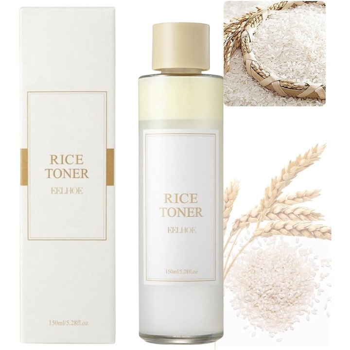 Toner hidratant cu extract de orez 150 ml - Esenta naturala de stralucire pentru piele, hidratare profunda si stralucire sanatoasa, vegan non-comedogen, Apa florala Hipersensibil